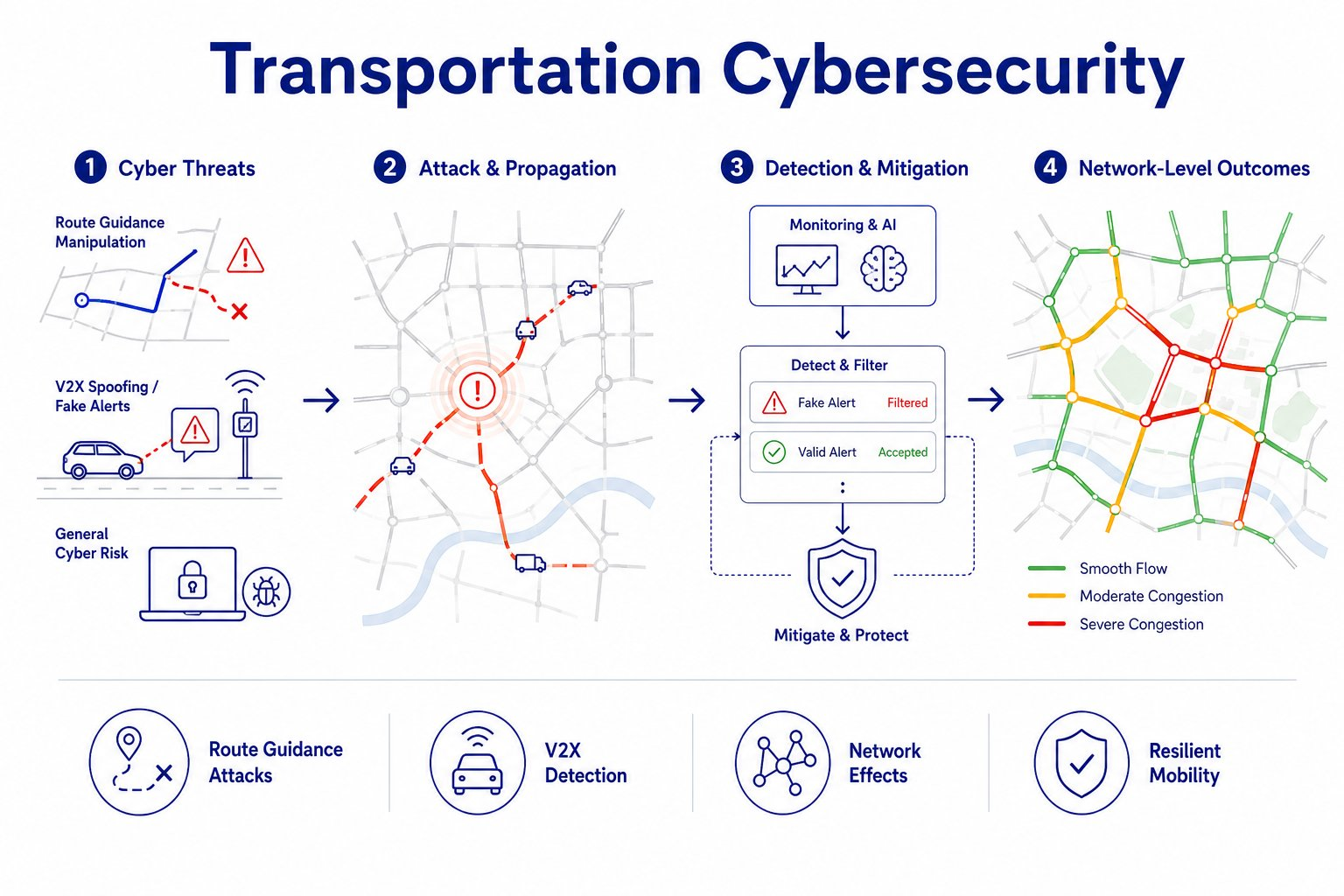 Transportation Cybersecurity research overview infographic